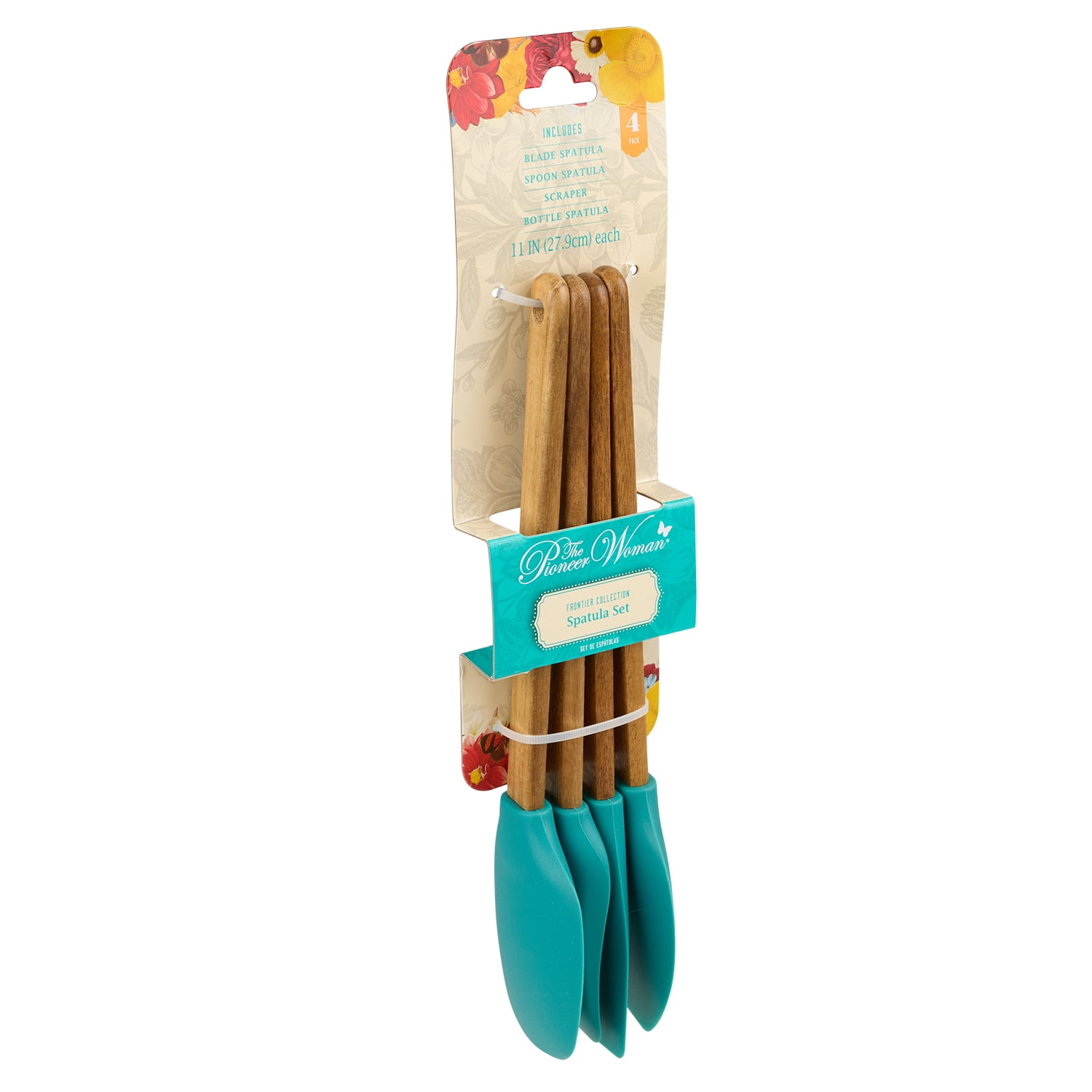 The Pioneer Woman Silicone Acacia Wood Kitchen Spatula 4 Count