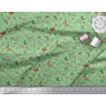 thumbnail image 2 of Soimoi Green Cotton Cambric Fabric Flower & Butterfly Printed Fabric 1 Yard 56 Inch Wide, 2 of 3