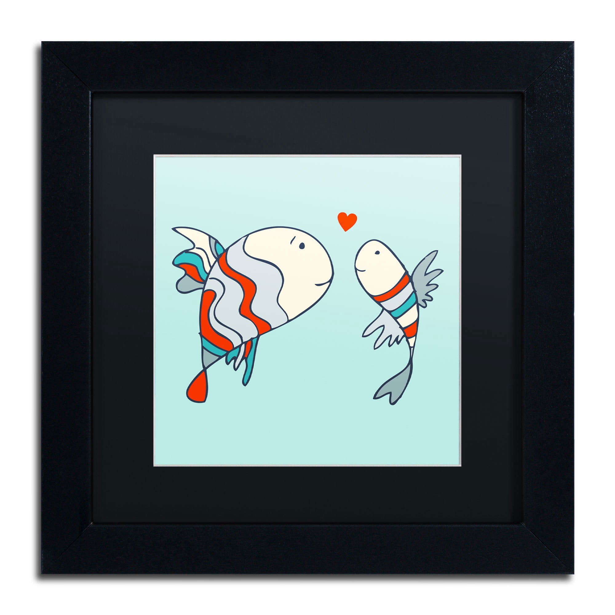 Carla Martell 'Two Little Love Fish' Black Matted Framed Art