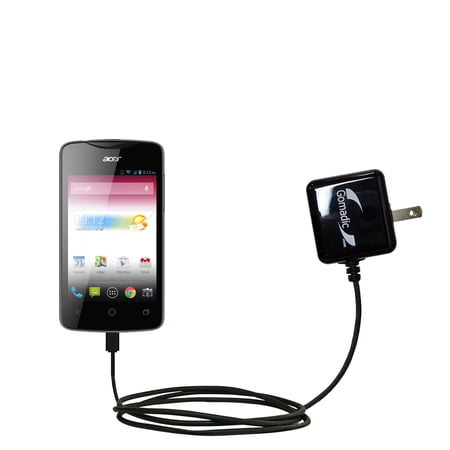 Gomadic Intelligent Compact AC Home Wall Charger suitable for the Acer Liquid Z3 - High output power with a convenient, foldable plug design - Uses Ti