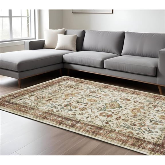 HomeRoots 574714 8 x 10 ft. Oriental Distressed Rectangle Area Rug, Ivory