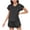 Black, variant on Ruffle Pajama Set 2 Piece Trendy Short Sleeve Sleepwear Shorts Solid Lightweight Loungewear Summer Comfortable Matching Set