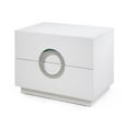 thumbnail image 3 of 30" High Gloss Modern White Two Drawer Nightstand, 3 of 5