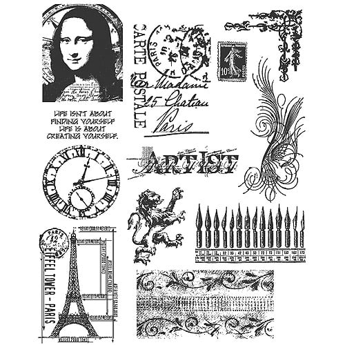7 by 8.5 Stampers Anonymous Tim Holtz Cling Rubber Stamp Set Ledger Script