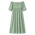thumbnail image 5 of Tqcoqu Summer Cotton Dresses for Women - Boho Casual Off Shoulder Floral Long Maxi Dress,A-Green Women's S-XXXL, 5 of 7