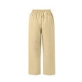 thumbnail image 5 of Laqbezok Women's Cotton Linen Wide Leg Pants, Loose High Waist Casual Trousers with Pockets, Summer Breathable Lounge Outfit, 5 of 10