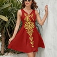 thumbnail image 3 of Queen Embroidery Dress Summer Street Style Dresses Female Sleeveless Printed Sundress, 3 of 7