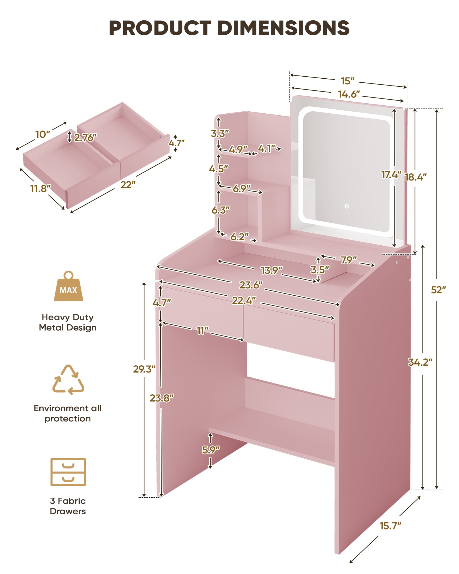JULIE VANITY DESK　 Amazon.com - Naomi Home Hollywood Vanity Set with LED Mirror