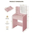 thumbnail image 3 of LIVELYGLOW Vanity Desk Set with Square Mirror and Light- Small Vanity Table with Drawers- Pink, 3 of 6