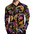 thumbnail image 5 of Fgvctg Mens Mardi Gras Shirts Carnival Party Long Sleeve V Neck Button Down Blouse Collared Oversized Mask Print Shirt Dressy Business Casual Tops Yellow 3XL, 5 of 5