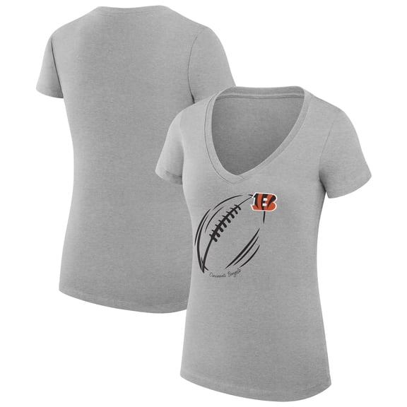 Women's G-III 4Her by Carl Banks Heather Gray Cincinnati Bengals Super-Slim Fit Lightweight Subtle Football V-Neck