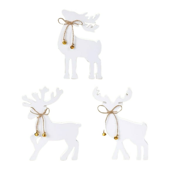 A 3 Piece Reindeer Christmas Decoration Indoor Christmas Table With A Wooden Sign And A Central Display Of A Rural Christmas Table