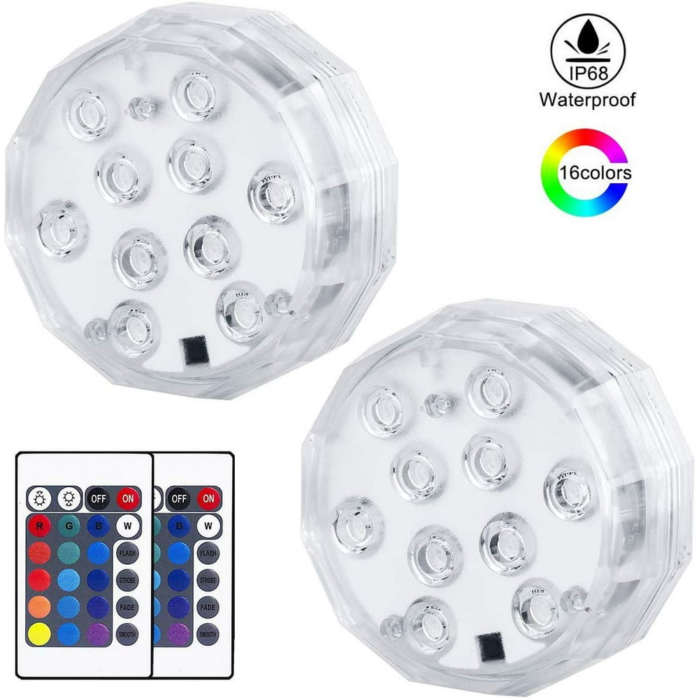 LED Submersible Lights, 16 Colors Changing Underwater Lights, Battery