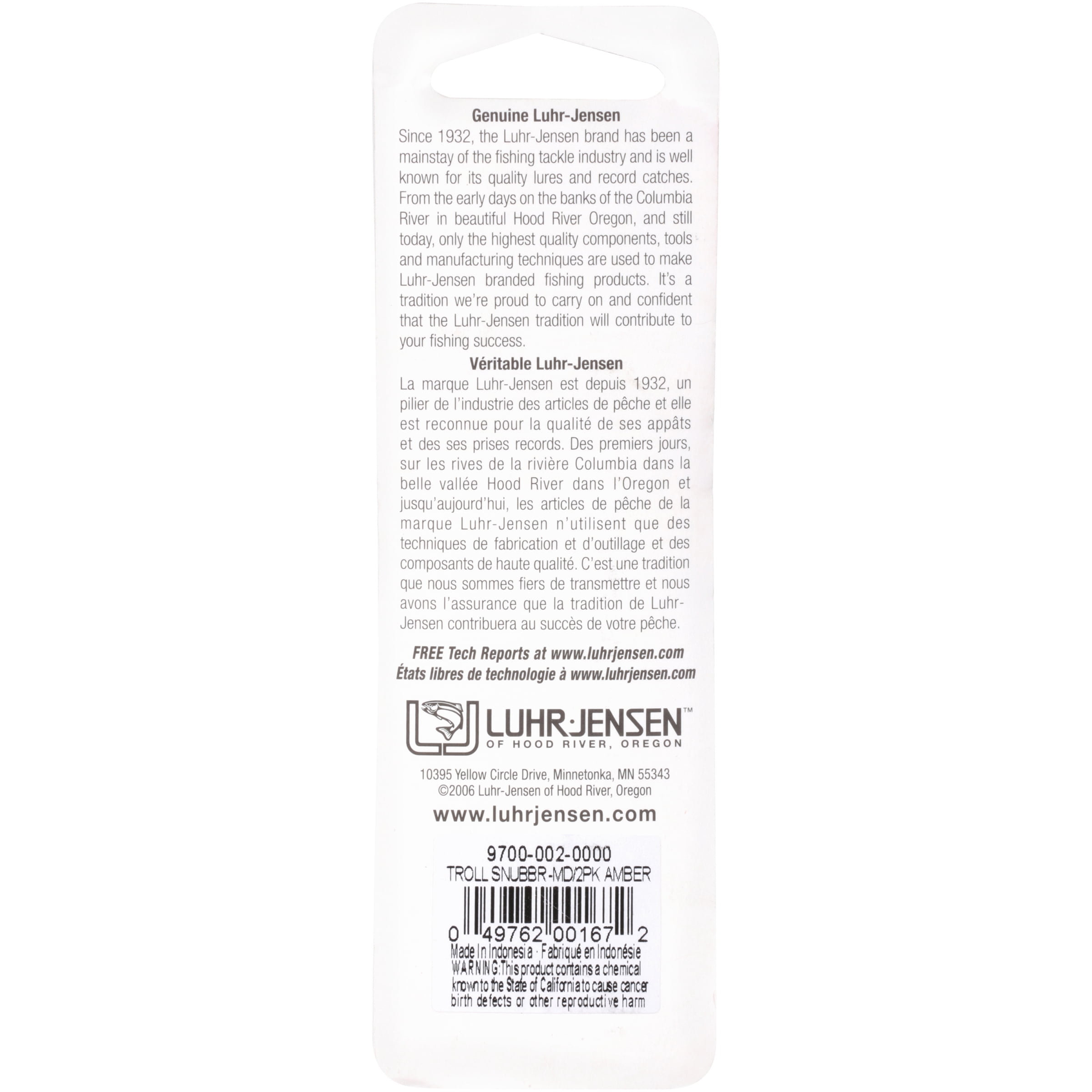 Luhr Jensen Trout Rubber Snubber for Trolling 6.5" Natural Use with 18lb Test