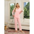 thumbnail image 4 of EK4YDNDS Womens Flannel Pajama Set, Long Button Down Lightweight Pjs Set with Pockets,(Pink,M), 4 of 4