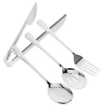 HEALEEP Stainless Steel Serving Utensils Set for Parties and Buffets Ergonomic Handle Easy to Clean Silver
