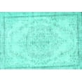 thumbnail image 1 of Ahgly Company Indoor Rectangle Persian Turquoise Blue Traditional Area Rugs, 8' x 10', 1 of 4