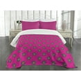 thumbnail image 3 of Ambesonne Hot Pink Quilted Bedspread Set 3 Pcs, Windmill Seem Flowers, Queen Size, Hot Pink Green and Blue, 3 of 5
