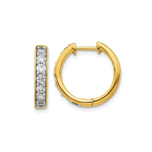 1.00 Carat (Ctw) Diamond Hoop Earrings in 10K Yellow Gold