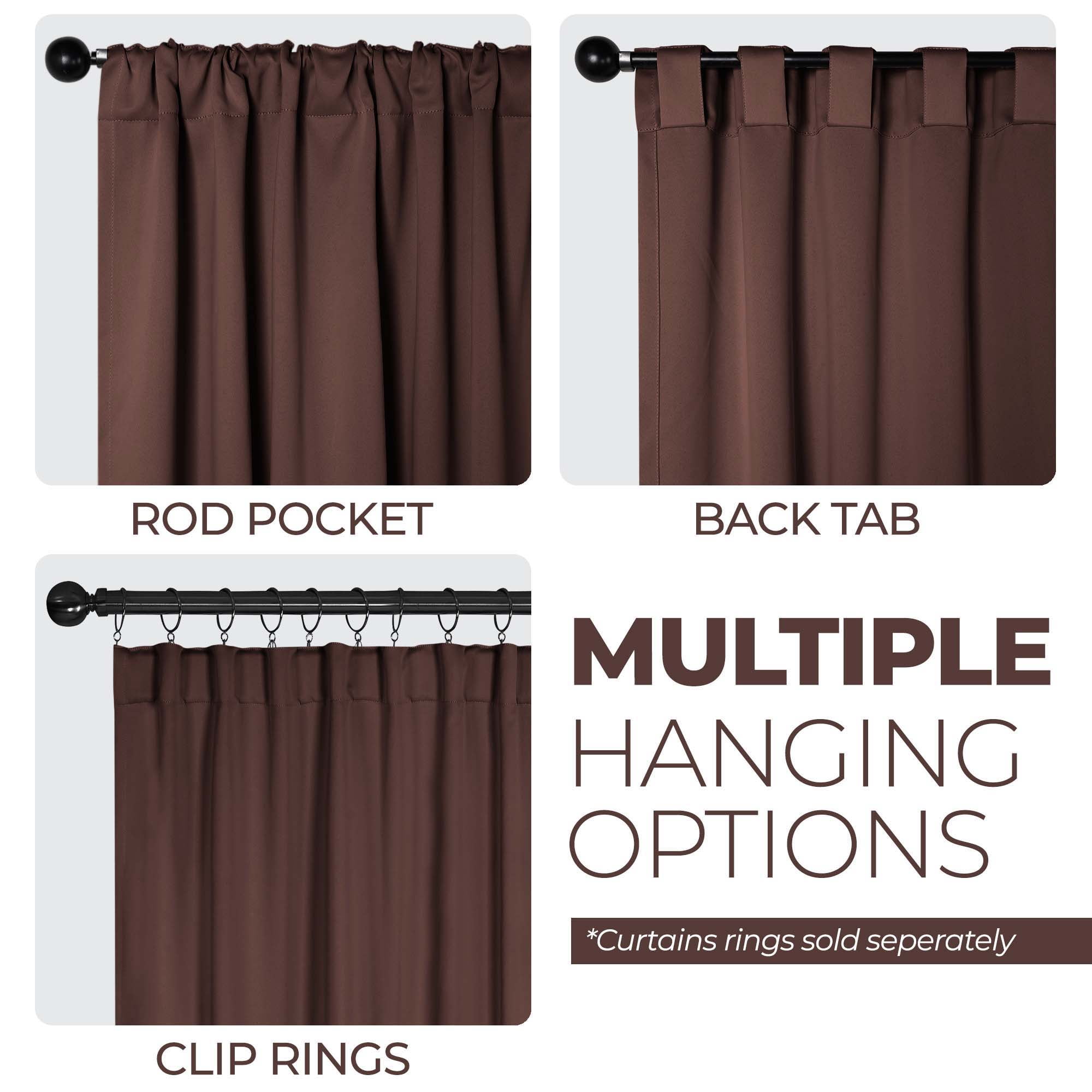 Superior Blackout Solid Light Filtering Back Tab Curtain Panel Set, 52" x 84", Cappuccino