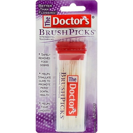 Plated Toothpick - 3 Pack The Doctor's BrushPicks Interdental Toothpicks -120 Count Ea 360 Picks