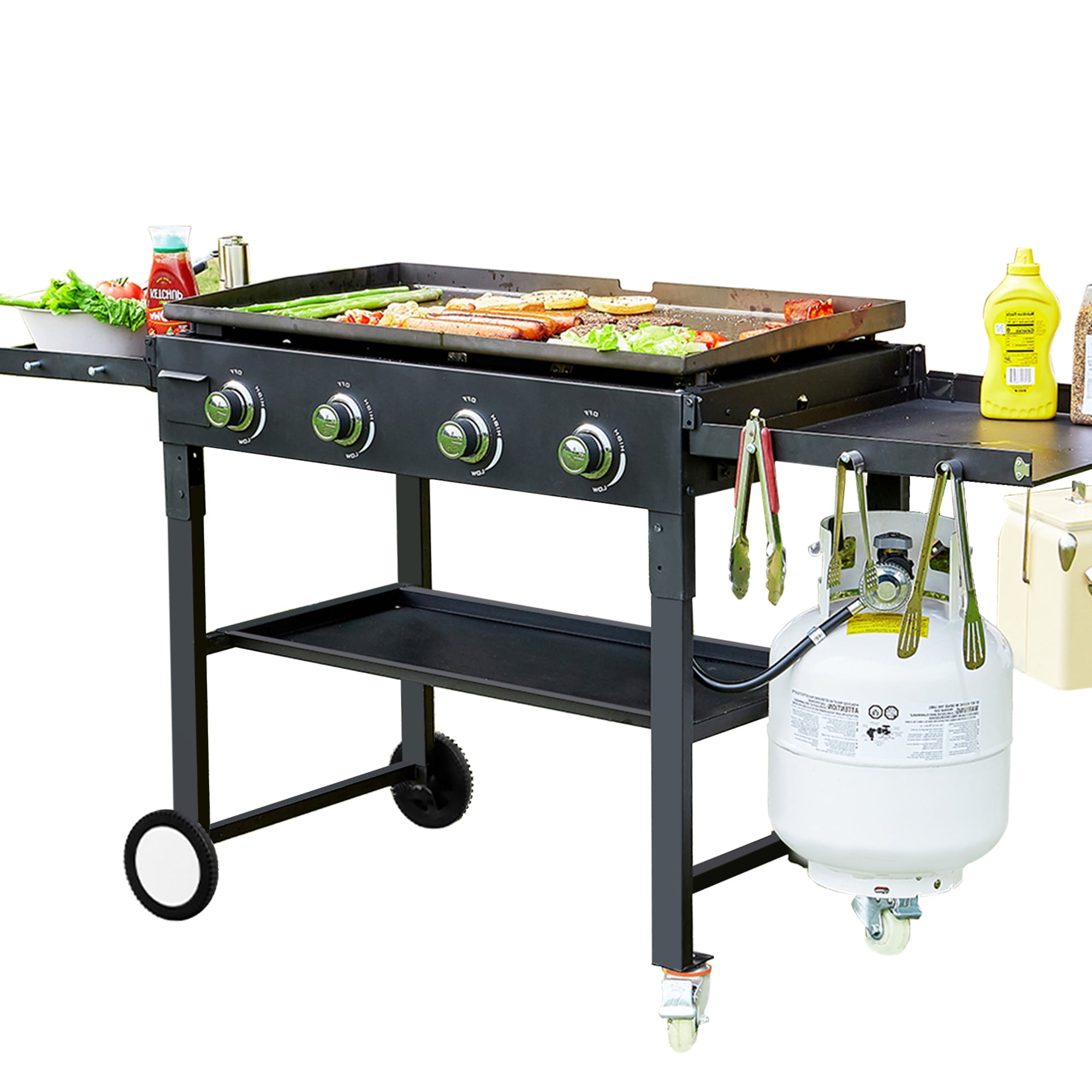 Vebreda 60000BTU 4 Burner Foldable Outdoor Propane Gas Grill , Black