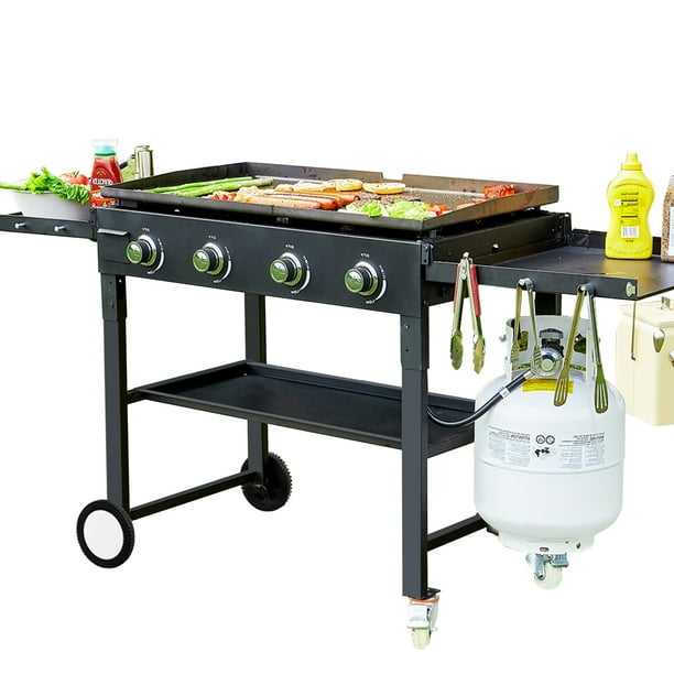 Vebreda 60000BTU 4 Burner Foldable Outdoor Propane Gas Grill , Black