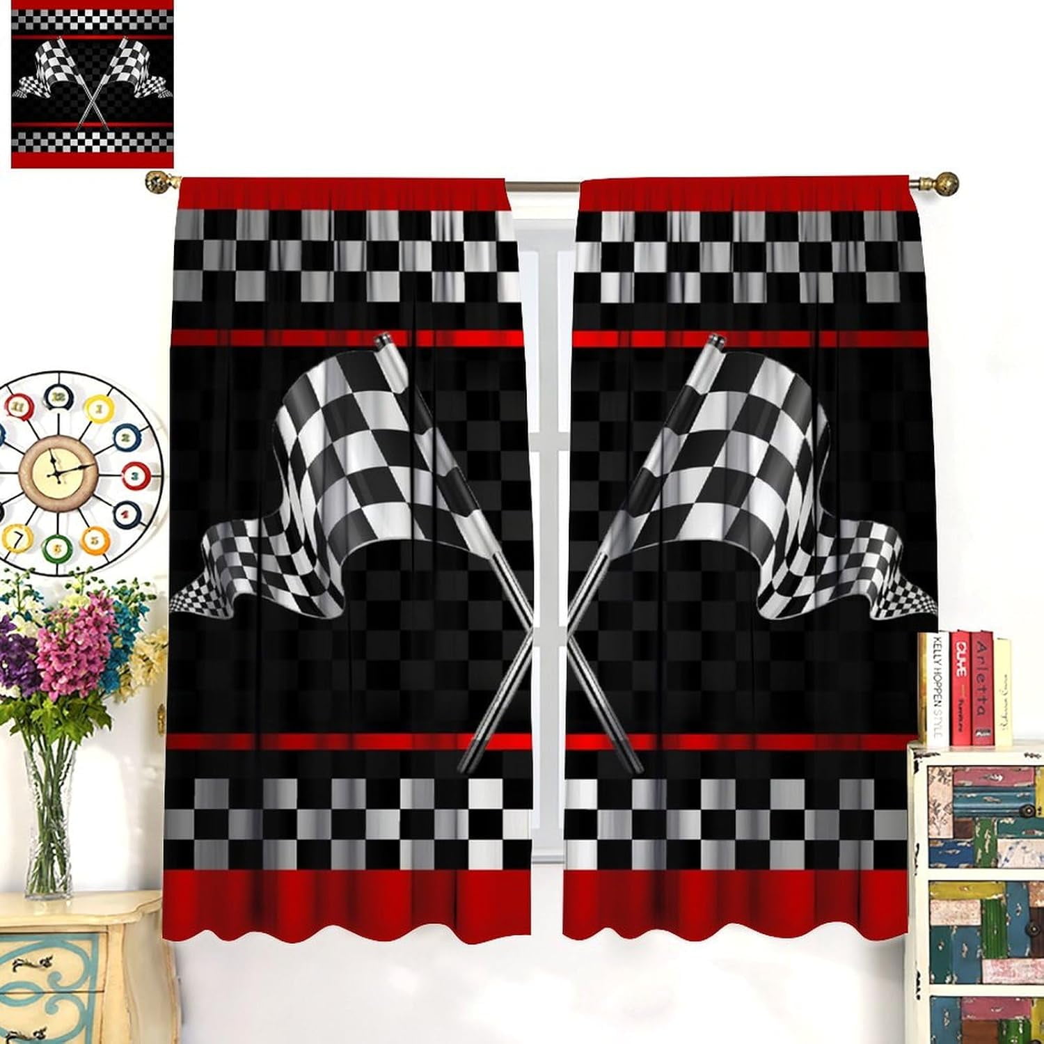 Tire Tracks Curtains Abstract Dirt Bike Tire Marks Black White Art Print for Boys Bedroom Bathroom Decor Rod Pocket Blackout Window Drapes 2 Panels 42x63in