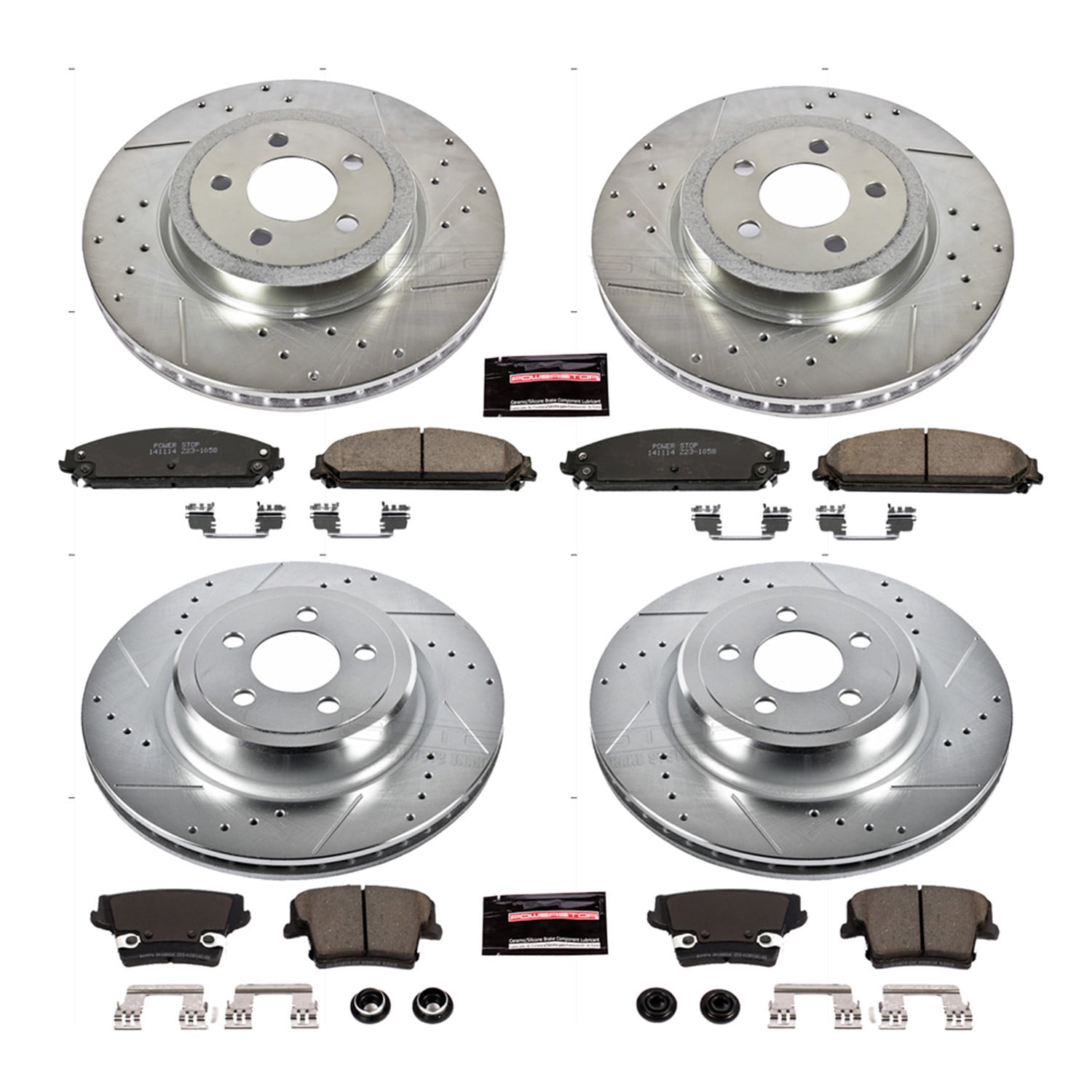 PowerStop Front and Rear Z23 Evolution Sport Carbon-Fiber Ceramic Brake Pad and Drilled & Slotted Rotor Kit Fits: DODGE Select Models K5457