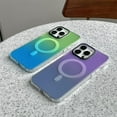 thumbnail image 5 of Laser Magnetic Frosted Gradient Dazzling Color Phone Case, Two-Color Splicing, Magnetic Suction, Drop-Proof, for iPhone 15 14 13 12 11 Pro Max Plus Case (P2,iPhone 14 Plus), 5 of 8
