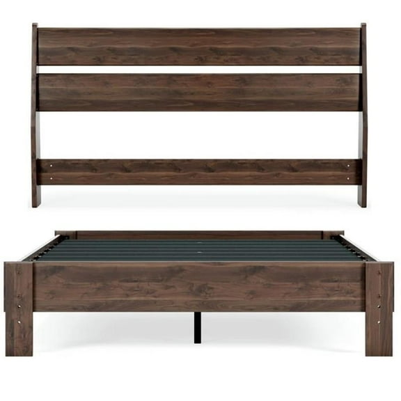 Home Square 2 Piece Bedroom Set with Queen Headboard and Platform Bed in Mocha