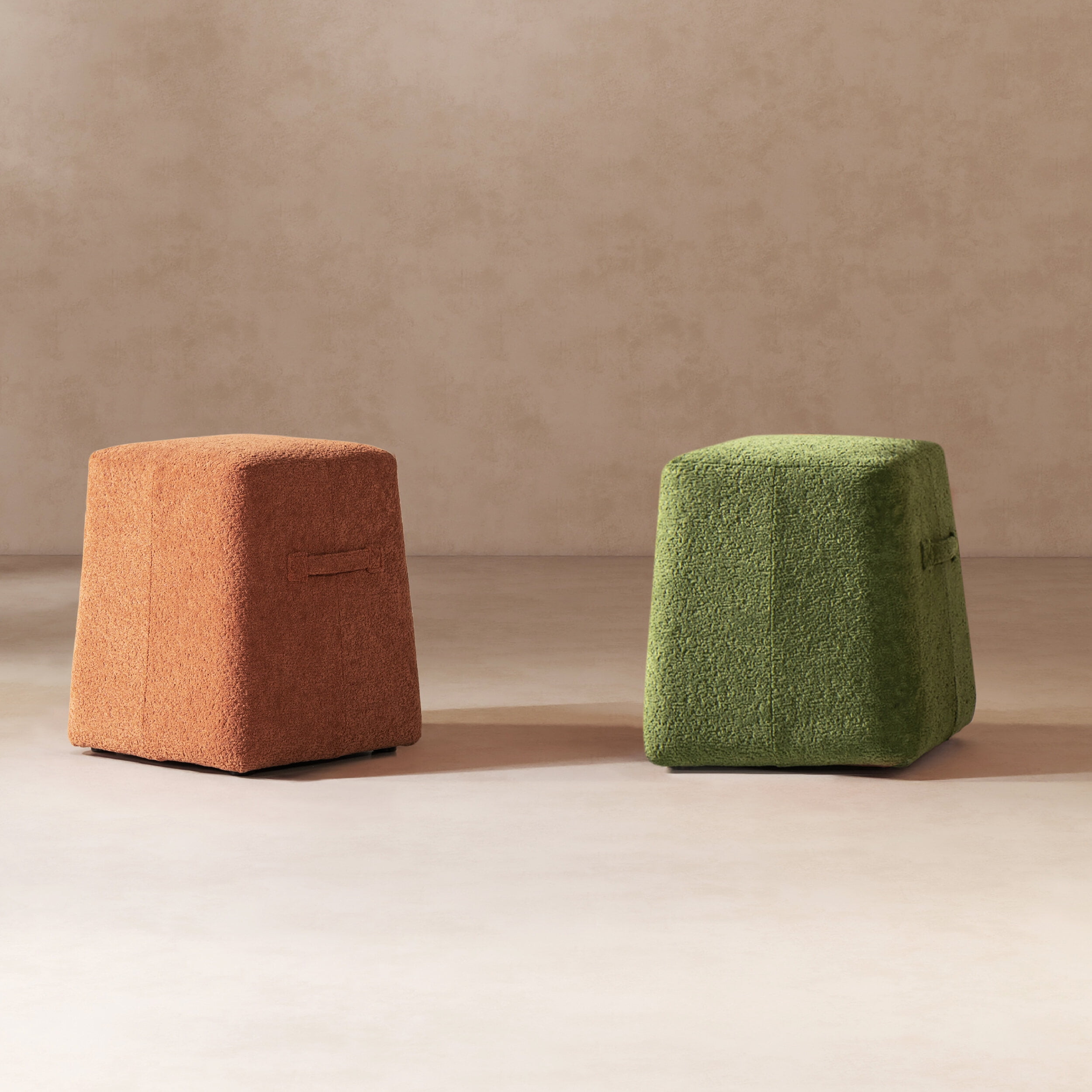 Ottomans With Storage Clyde 14" Tapered Square Upholstered Ottoman, Spice Orange,Living Room Ottomans