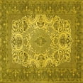 thumbnail image 1 of Ahgly Company Machine Washable Indoor Square Medallion Yellow Traditional Area Rugs, 7' Square, 1 of 4