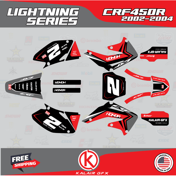 Kalair GFX Graphics Kit for Honda CRF450R (2002-2004) Lightning Series