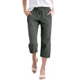 thumbnail image 1 of Pantalones de mujer de cintura alta y pierna ancha - Pantalones de poliéster elásticos con cordón y bolsillos, tallas S-XXXL, 1 of 5