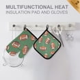 thumbnail image 4 of Yayeee Oven Mitts and Pot Holder Set of 2 Heat Resistant Kitchen Gloves Baking Hot Pad, Green American Footballs, 4 of 5