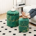 thumbnail image 2 of Round Velvet Storage Ottoman Upholstered Vanity Stool Chair Foot Rest Atrovirens,Pack of 2, 2 of 7