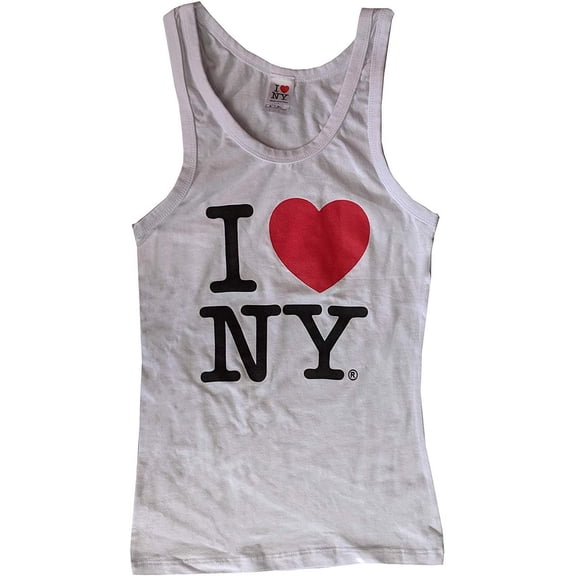 I Love NY Tank Top Ladies Heart Logo Womens New York City Summer White, XL