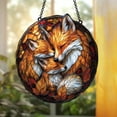 thumbnail image 2 of Fox Family ACRYLIC Suncatcher – Cozy Fall Window Hanging with Sleeping Foxes in Autumn Nest Faux Glass Nature Woodland Decor 4344160573, 2 of 4