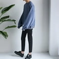 thumbnail image 3 of AMERTEER Hommes Manches Longues Col Rond Chaud Pull Automne Sweat-Shirt Randonnée Chemises Bleu XXL, 3 of 7