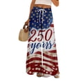 thumbnail image 2 of 250 Years Pants for Women Independence Day American Flag Print Wide Leg Pants Slit Baggy Elastic High Waist Regular Fit Casual Pajama Bottoms, #01 Light Blue, S, 2 of 6