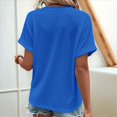 thumbnail image 5 of Womens Short Sleeve Henley V Neck Tops Blue XXL, 5 of 6
