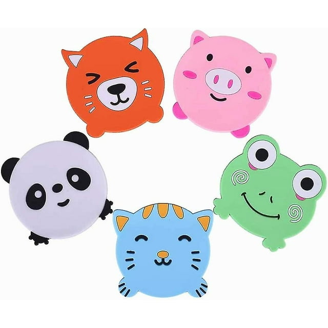 5pcs Cute Animals Silicone Coasters Creative Coffee Drink Cup Mat Sets For Drinks Anti-ski Gift
