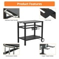 thumbnail image 4 of Tookss Outdoor Grill Cart Pizza Oven Stand, BBQ Prep Table with Wheels & Hooks, Side Handle, Double-Shelf Grilling Cart Tabletop Griddle Cooking Station for Bar, Patio, Camping, Home, 4 of 9