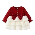 thumbnail image 2 of LYHaoo Elegant Girls Long Sleeve Dress With Big Bow Detail Party Dress For Toddler And Kids Autumn Outfit，Girls Casual Dresses Sizes 6-12 Months White, 2 of 7