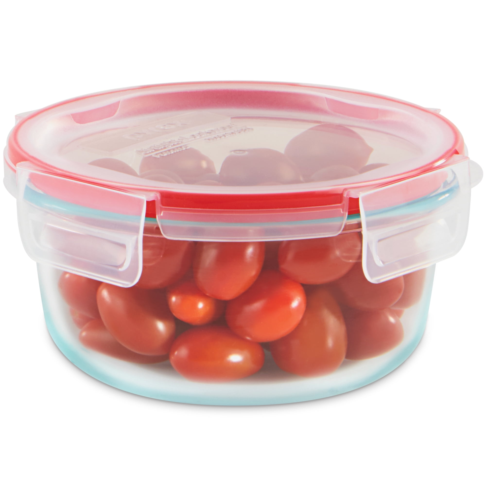 Pyrex Freshlock 4-Cup Round Glass Food Storage Container with Built-in Write + Erase Label Lid, Ideal Use for Meal Prep and Batch Cooking