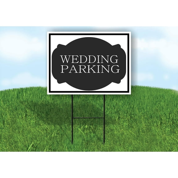 Single Sided Sign WEDDING PARKING BLACK TAG Yard Sign ROAD SIGN with Stand