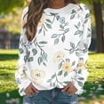 thumbnail image 4 of NTACZA Crewneck Tops for Women Floral White Long Sleeve Sweatshirts Loose Plus Size Pullover Shirts Blouse for Women L, 4 of 7