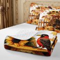thumbnail image 4 of Erosebridal Scarecrow Sunflower Quilt Full 3-Piece,Fall Harvest Full Bedspread Sets,White Orange Brown,1 Coverlet and 2 Pillowcases, 4 of 7