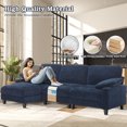 thumbnail image 5 of BedLuxury 108’’ Convertible Sectional Couches for Living Room,Oversized 4 Seat Comfy Chenille L Shaped Couch with Reversible Chaise,Armrest Pillow,Blue, 5 of 7